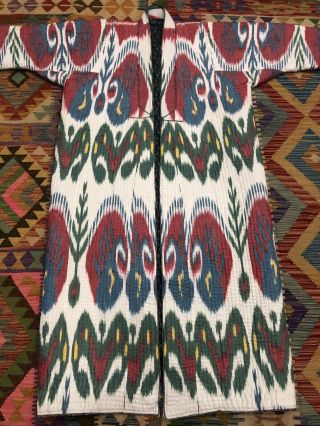 Uzbek Vintage Handmade Robe Dress chapan jacket coat Ikkat Chapan Cotton Best 6