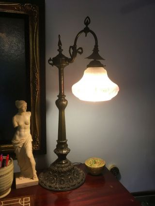 Vintage/ Antique Crandberry Bronze Petina Table Lamp