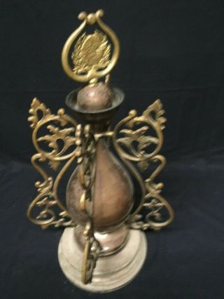 Antique Copper And Brass Wood Burning Stove Ornate Finial