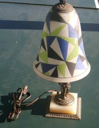 Antique Pairpoint Art Deco Table Side Lamp E3018 Signed Wellesley Reverse Paint 2