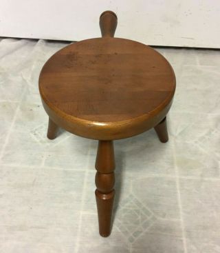 Vintage Country Wooden Amish Milking Stool with handle Wood Barn Milk Chair 2