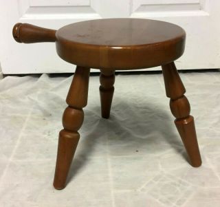 Vintage Country Wooden Amish Milking Stool with handle Wood Barn Milk Chair 3