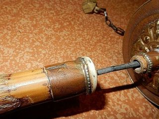 Old rare tibet wood bronze silver instrument for pray Prayer wheel copper jade 4