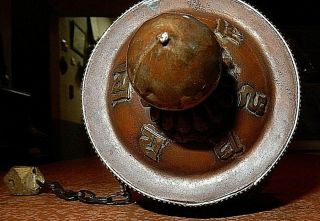 Old rare tibet wood bronze silver instrument for pray Prayer wheel copper jade 9