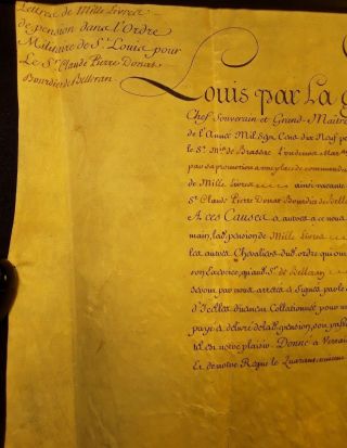 KING LOUIS XV AUTOGRAPH - PENSION CERTIFICATE in the ORDER of SAINT LOUIS - 1756 5