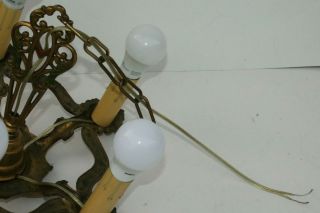 1920 ' s Antique Vintage Art Deco 5 Bulb Ornate Ceiling Light Fixture Chandelier 10