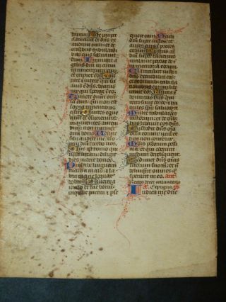 c1400 MEDIEVAL MANUSCRIPT Breviary leaf Illuminated 18 gold capital letter Psalt 3