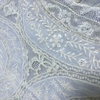 Antique Lace Pillow Cover French Brussels Normandy Vintage Embroidery Flowers 7