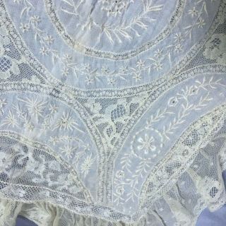 Antique Lace Pillow Cover French Brussels Normandy Vintage Embroidery Flowers 8