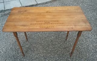 Vintage Antique Lewiston Maine Hand Sewing Industrial Wood Stand Folding Table