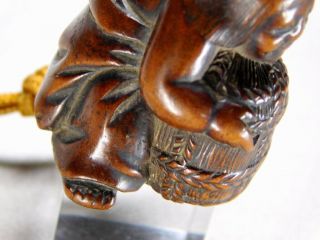 SIGNED Boxwood NETSUKE Muscleman 18 - 19thC Japanese Antique Edo INRO 10