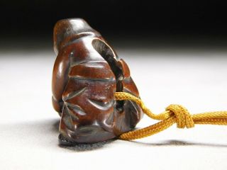 SIGNED Boxwood NETSUKE Muscleman 18 - 19thC Japanese Antique Edo INRO 4