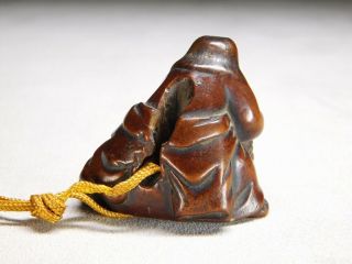 SIGNED Boxwood NETSUKE Muscleman 18 - 19thC Japanese Antique Edo INRO 5