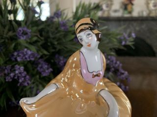 Art Deco Figural Powder Luster Bowl - Noritake Nippon Japan Flapper Girl 7