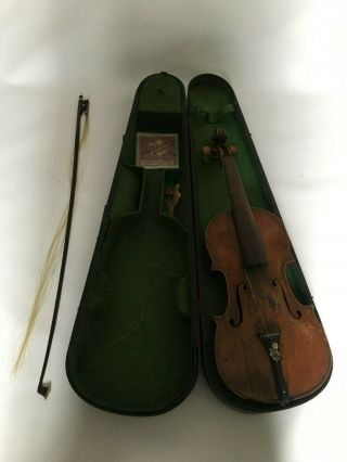 Antique Violin Patina Mop Bow Wooden Coffin Case Restoration 14,  1/4 " Inch