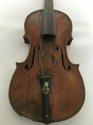 antique violin patina mop bow wooden coffin case restoration 14,  1/4 