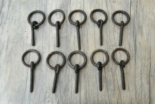 10pc Vtg Horse Iron Tie Hitching Post Ring Handforged Stable Harness Farm Decor