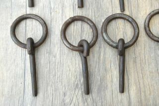 10pc Vtg horse iron tie hitching post ring handforged stable harness farm decor 2