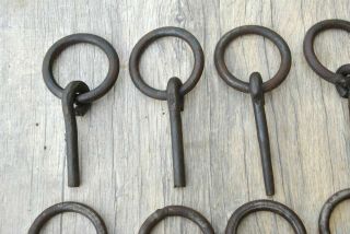 10pc Vtg horse iron tie hitching post ring handforged stable harness farm decor 3