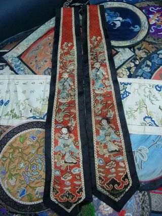 LARGE GROUP OF ANTIQUE CHINESE EMBROIDERED SILK PANELS 3