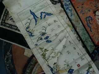 LARGE GROUP OF ANTIQUE CHINESE EMBROIDERED SILK PANELS 5