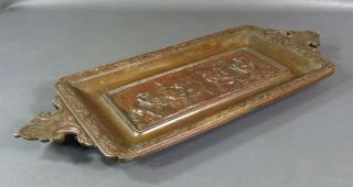 19c.  Antique French E.  Robert Signed Bronze Bas - Relief Nude Scene Wall Plaque Tray 10