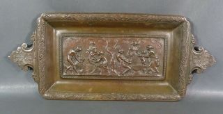19c.  Antique French E.  Robert Signed Bronze Bas - Relief Nude Scene Wall Plaque Tray