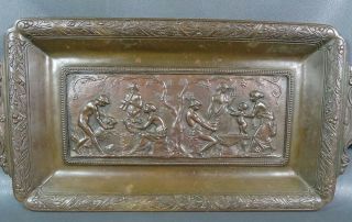 19c.  Antique French E.  Robert Signed Bronze Bas - Relief Nude Scene Wall Plaque Tray 2