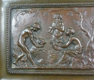 19c.  Antique French E.  Robert Signed Bronze Bas - Relief Nude Scene Wall Plaque Tray 3