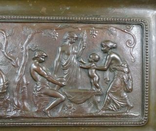 19c.  Antique French E.  Robert Signed Bronze Bas - Relief Nude Scene Wall Plaque Tray 4