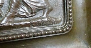 19c.  Antique French E.  Robert Signed Bronze Bas - Relief Nude Scene Wall Plaque Tray 5