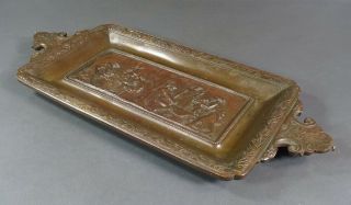 19c.  Antique French E.  Robert Signed Bronze Bas - Relief Nude Scene Wall Plaque Tray 9