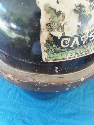 Stoneware jug crock bottle pottery Wheeling Virginia Catsup katsup Rare 9