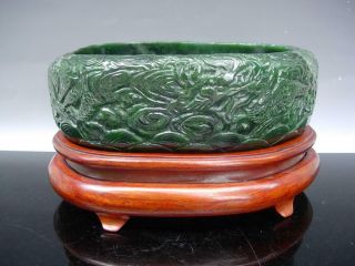 A Large Chinese Spinach Green Jade 