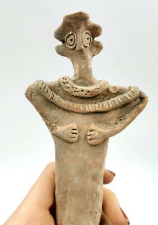 SYRO HITITE CA.  2000 BC TERRACOTTA STANDING FEMALE FERTILITY IDOL - R379 5