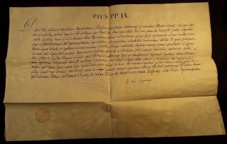 Pope Pius Ix Bulla Recognition To Baron Des Michels Alexis 1872 Papst Papal Pape