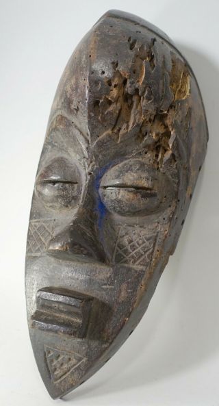 20th Century Vintage Carved Wood African Mbaka Ceremonial Scarification Mask Drc