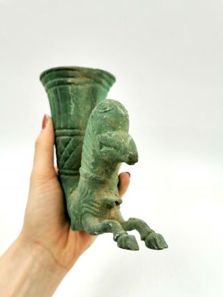 Greek Archaic Ca.  1000bc Period Bronze Rhyton W/ Grypthon - Ritual Cup R382