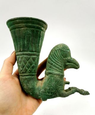 GREEK ARCHAIC Ca.  1000BC PERIOD BRONZE RHYTON W/ GRYPTHON - RITUAL CUP R382 2