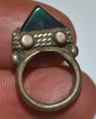 Antique Tuareg Small Metal Berber Hair Ring Pendant W Stone Sahara Desert Africa 2