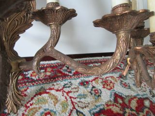ANTIQUE BRASS W BRONZE FINISH ELECTRIC 6 LIGHT WALL SCONCES 4