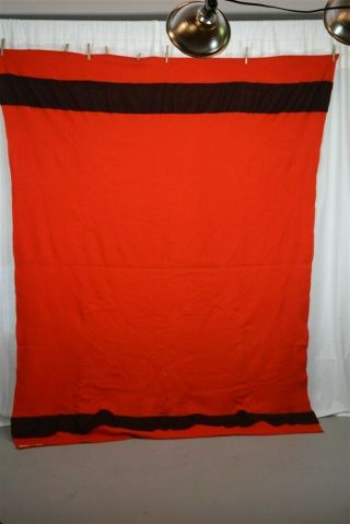 Blanket Wool Red Black Stripe 63x88 Lodge Camp Antique 1900