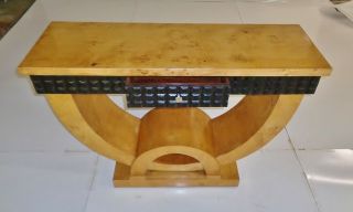 Unique Quality Art Deco style Elm and carved ebonised wood Console Table 3