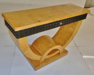 Unique Quality Art Deco style Elm and carved ebonised wood Console Table 4