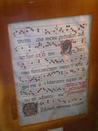 Large 1683 Gregorian Chant Illuminated Choir Page Manuscript 2