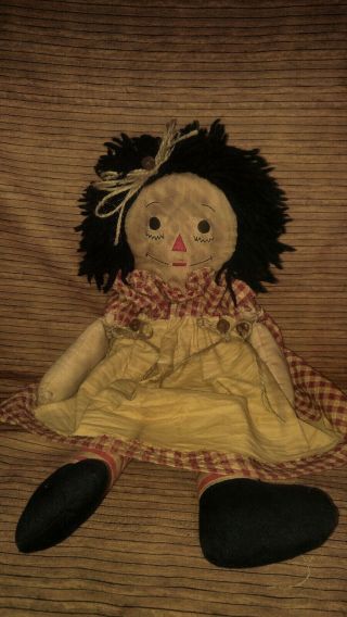 Primitive Decor Doll Handcrafted Folk Art Raggedy Ann