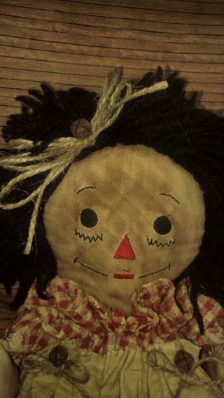 Primitive Decor Doll Handcrafted Folk Art raggedy Ann 2