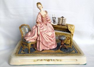 Porcelain Figurine A Capodimonte Of A Female Pianist Signed A.  Borsato Italy