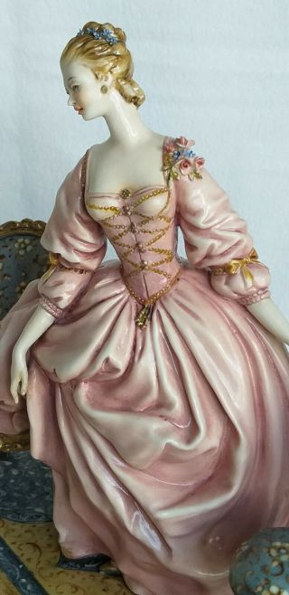 Porcelain figurine a Capodimonte of a female pianist signed A.  Borsato Italy 3