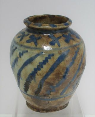 Antique Pottery Oil Jar,  Safavid or Manluk Dynasty,  1 5